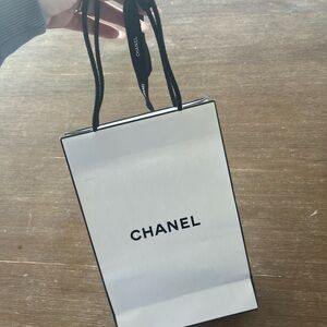Chanel White and Black Shopping gift Bag